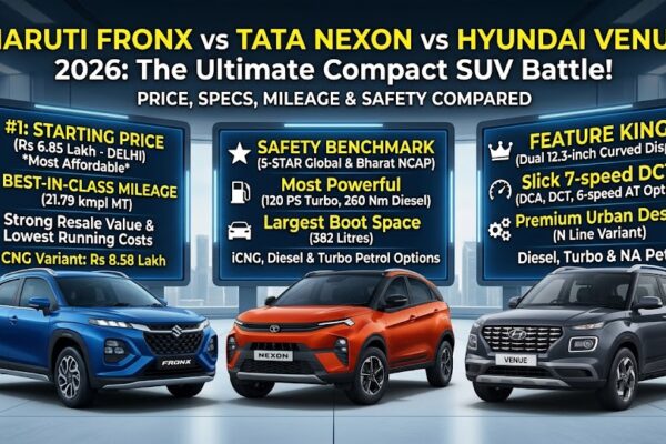 Maruti Fronx vs Tata Nexon vs Hyundai Venue 2026